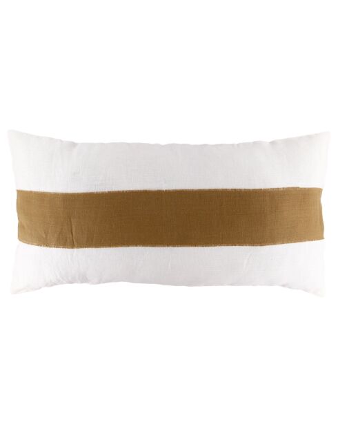 Housse de coussin 100% Lin Goa blanc/tabac - 55x110 cm