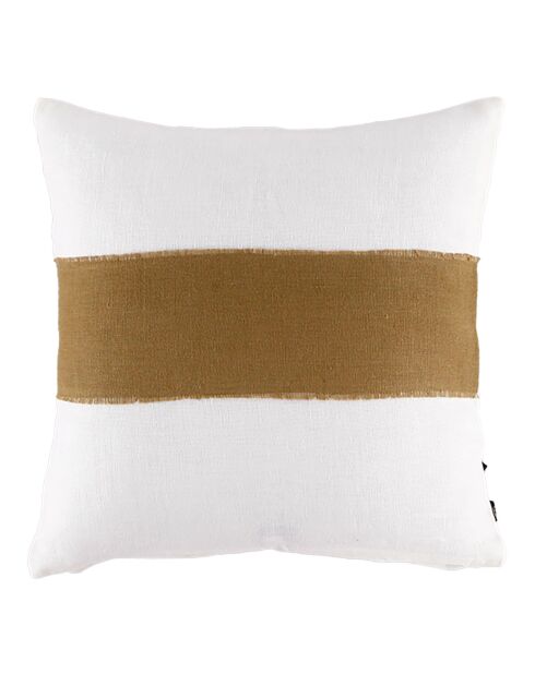 Housse de coussin 100% Lin Goa blanc/tabac - 45x45 cm