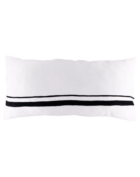 Housse de coussin 100% Lin Malaga blanc/noir - 55x110 cm