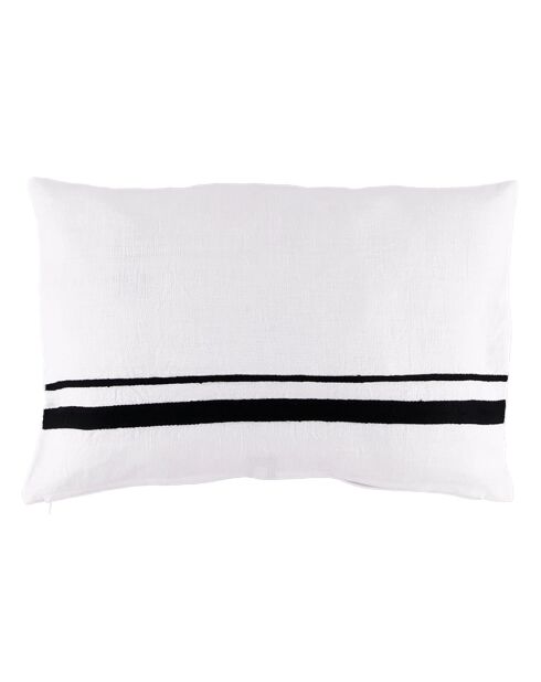 Housse de coussin 100% Lin Malaga blanc/noir - 40x60 cm