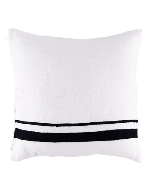 Housse de coussin 100% Lin Malaga blanc/noir - 45x45 cm