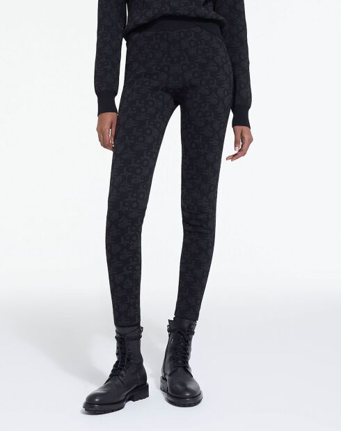 Legging Jacquard Logo All Over noir/gris foncé