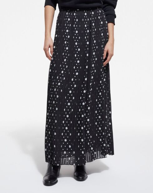 Jupe Plissée Polka Dots Ceinturé noir/écru