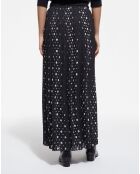 Jupe Plissée Polka Dots Ceinturé noir/écru