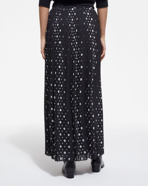 Jupe Plissée Polka Dots Ceinturé noir/écru