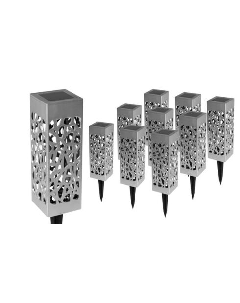 10 lampes solaires mona argentées - d.6x29 cm