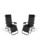 2 Fauteuils Relax de Jardin noirs - 70x160x82 cm