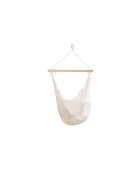 Hamac suspendu macrame + coussin beige bois/beige - 90x120 cm