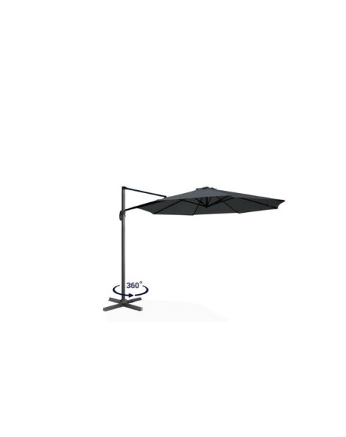 Parasol 360° rond avec housse gris - 300x300x255 cm