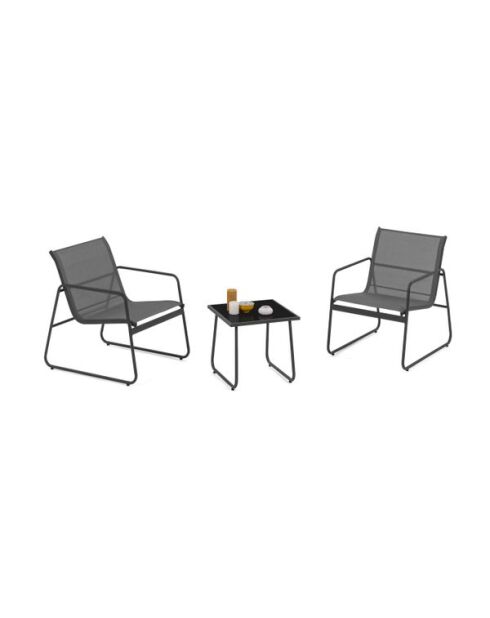 Salon de jardin textilène 2 places gris