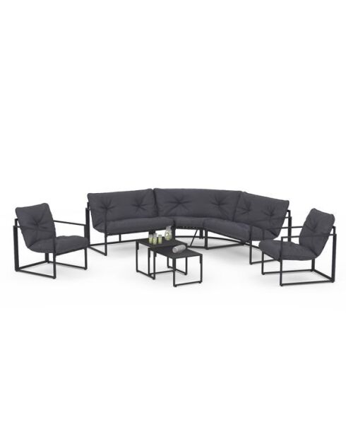 Salon de jardin d'angle Tropéa 8 places en métal et cordage gris