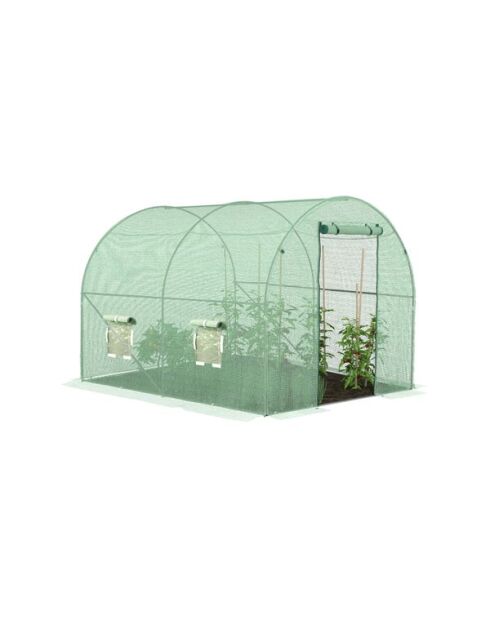 Serre tunnel de jardin gamme maraîchère bâche renforcée verte - 300x200x200 cm