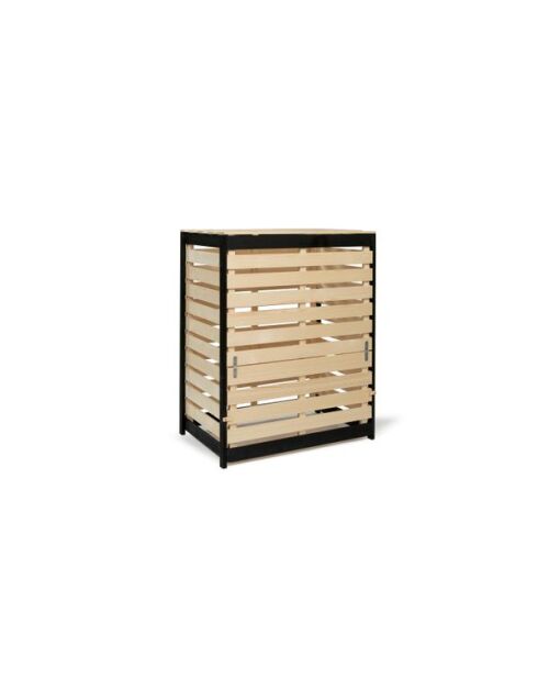 Composteur en bois noir/beige - 80x50x100 cm