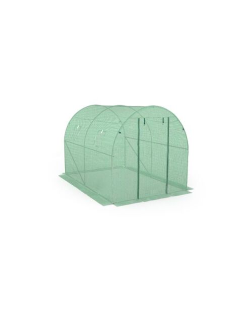 Serre tunnel de jardin gamme toutes saisons bâche renforcée verte - 300x200x200 cm