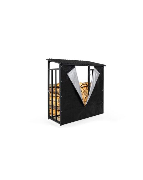 Abri-bûches 3 stères avec housse de protection zippable noir - 185x70/90x170/185 cm