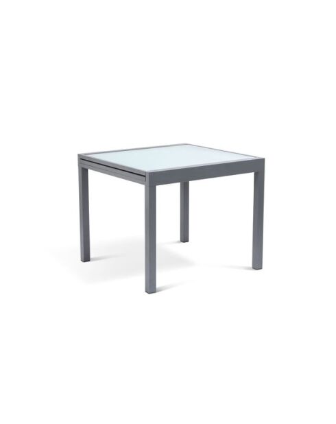 Table extensible en verre trempé grise - 90/180x90x73 cm