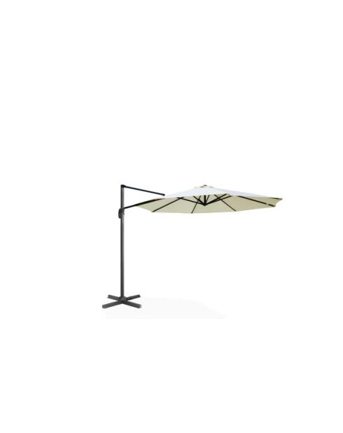 Parasol 360° rond avec housse gris/crème - 300x300x255 cm