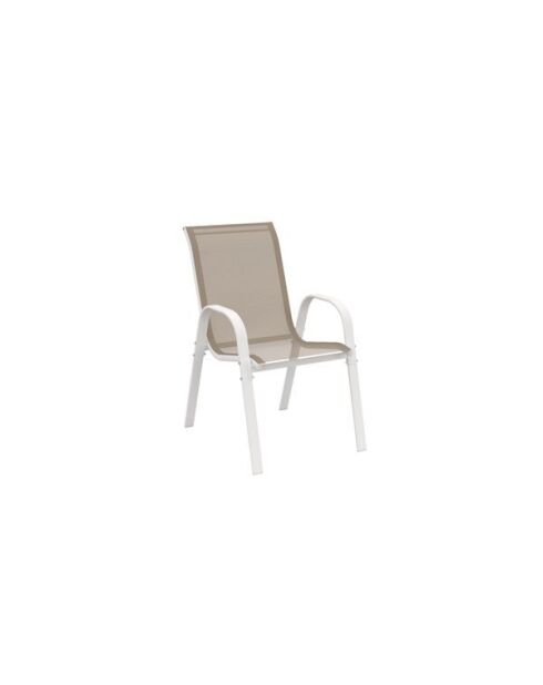 4 Chaises de jardin empilables en textilène blanc/beige - 51.5x68x84 cm