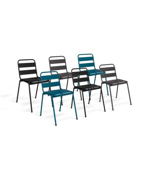 6 Chaises de jardin  multicolores - 44x45x76 cm