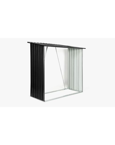 Abri bûches en métal gris anthracite - 163x83x154 cm