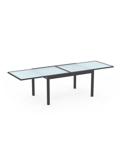Table de jardin extensible en verre trempé 135-270cm grise - 270x80x73 cm