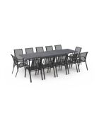 Salon de jardin extensible 12 places en polywood gris