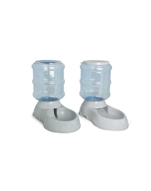 2 dispensadores de agua y comida para animales blancos