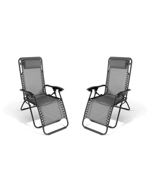 2 Fauteuils de jardin Relax anthracite - 70x110x92 cm