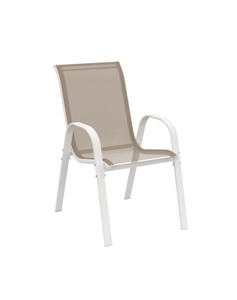 6 Chaises de jardin empilables en textilèn blanc/beige - 51.5x68x84 cm