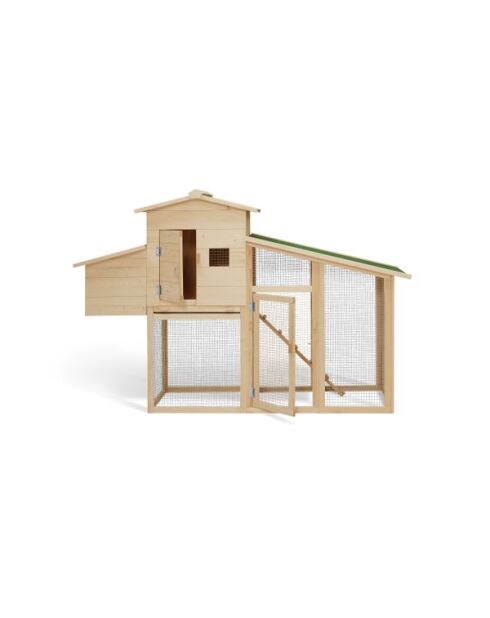 Poulailler en bois Gelina avec pondoir intégré - 3 poules bois/vert