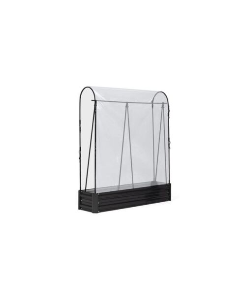 2 Serres de potager spéciales tomates en métal gris anthracite - 115x30x128 cm