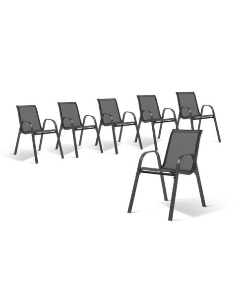 6 Chaises de jardin grises - 84x68x51.5  cm