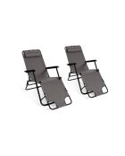 2 Transats relax gris - 171x61x33 cm
