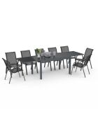 Table de jardin extensible en verre trempé gris foncé