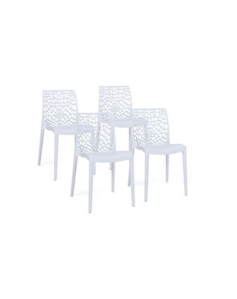 4 Chaises de jardin empilables Dahlia blanches - 45.5x52.5x81.5 cm