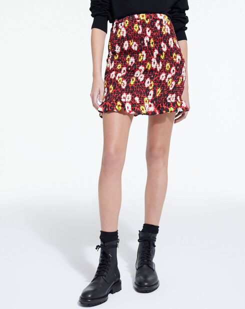 Jupe Coupe Smockée Print Wild Blossom rouge/jaune