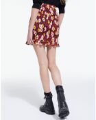 Jupe Coupe Smockée Print Wild Blossom rouge/jaune