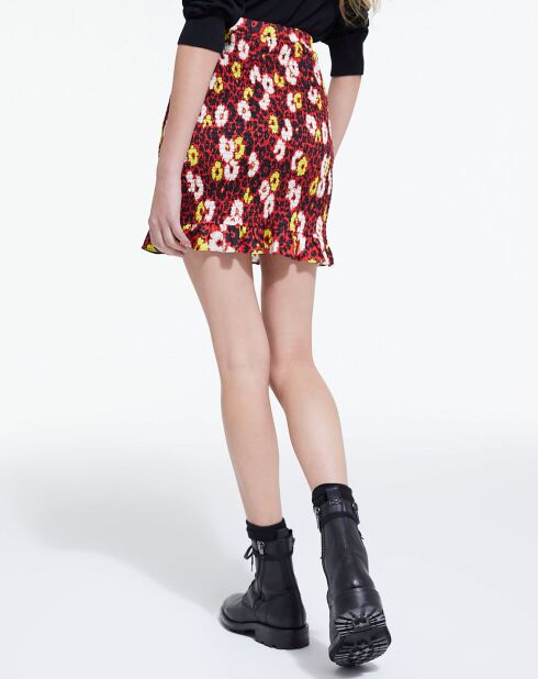 Jupe Coupe Smockée Print Wild Blossom rouge/jaune
