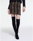 Jupe Courte Smockée Print Stripy Léo léopard