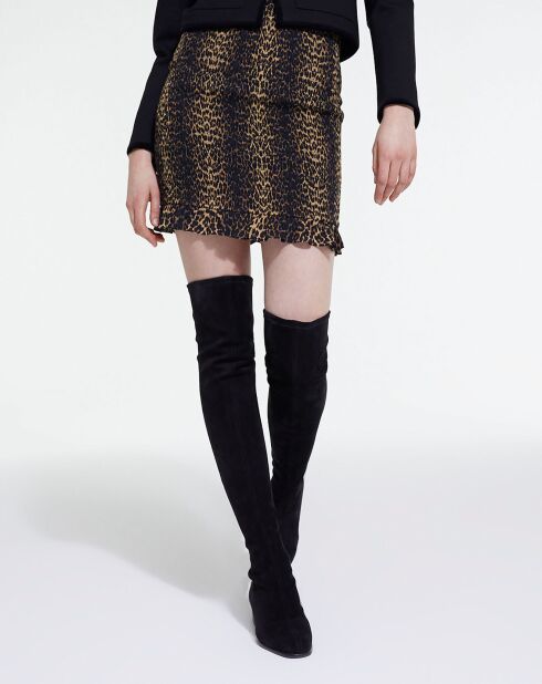 Jupe Courte Smockée Print Stripy Léo léopard