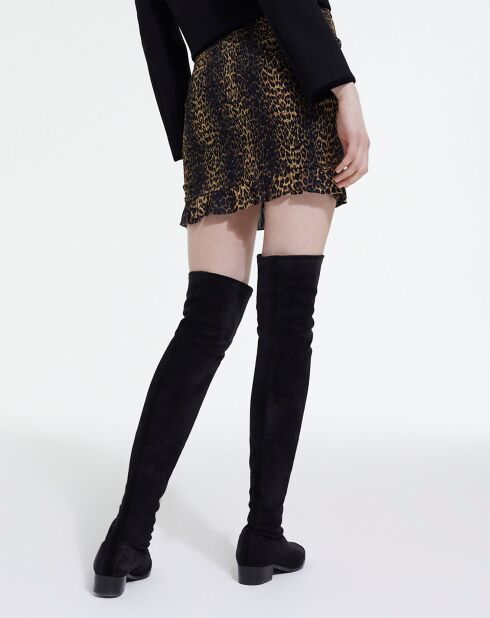 Jupe Courte Smockée Print Stripy Léo léopard