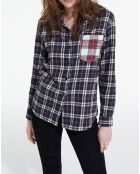 Chemise à Carreaux et poches contrastées noire