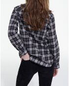 Chemise à Carreaux et poches contrastées noire