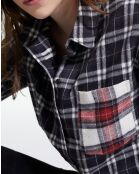 Chemise à Carreaux et poches contrastées noire