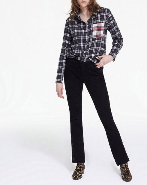 Chemise à Carreaux et poches contrastées noire