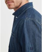 Chemise en denim bleu foncé