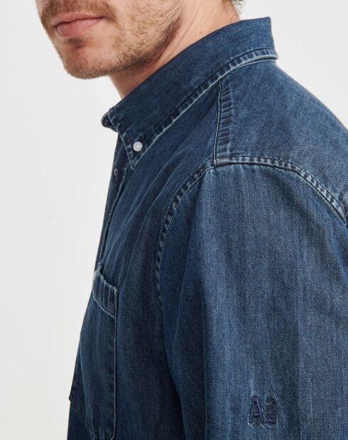 Chemise en denim bleu foncé