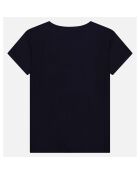 T-Shirt à motif en Coton Bio bleu foncé