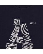 T-Shirt à motif en Coton Bio bleu foncé