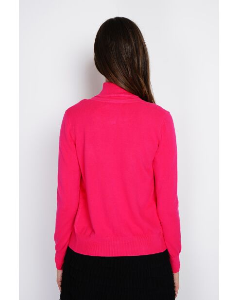 Pull en Cachemire mélangé Sophia col cheminée fushia